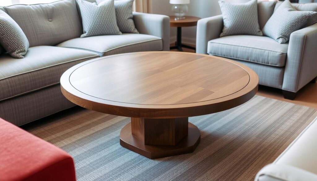 Round pedestal DIY coffee table with central support column