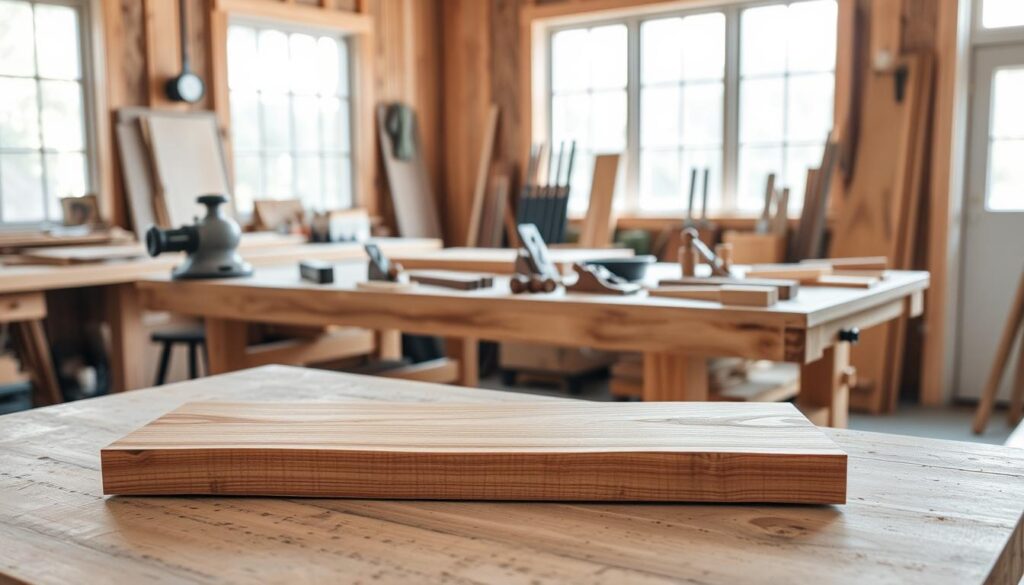 A wooden workbench sits in a bright, airy workshop, sunlight streaming in from large windows. On the bench, an assortment of woodworking tools are neatly arranged - a power sander, a hand plane, and a collection of chisels. In the foreground, a section of unfinished wood board lies, ready to be sanded, shaped, and prepared for a resin coffee table project. The board's grain and texture are clearly visible, hinting at the natural beauty that will be enhanced through the resin finishing process. The scene conveys a sense of focused craftsmanship, where attention to detail and a commitment to quality will result in a stunning, one-of-a-kind piece of furniture. A wooden workbench sits in a bright, airy workshop, sunlight streaming in from large windows. On the bench, an assortment of woodworking tools are neatly arranged - a power sander, a hand plane, and a collection of chisels. In the foreground, a section of unfinished wood board lies, ready to be sanded, shaped, and prepared for a resin coffee table project. The board's grain and texture are clearly visible, hinting at the natural beauty that will be enhanced through the resin finishing process. The scene conveys a sense of focused craftsmanship, where attention to detail and a commitment to quality will result in a stunning, one-of-a-kind piece of furniture.