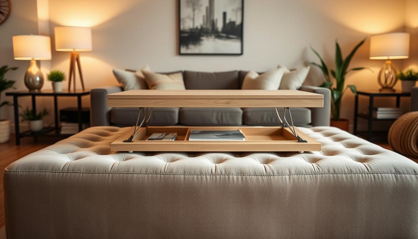 DIY Coffee Table Over Ottoman: How To Create A Convertible Setup