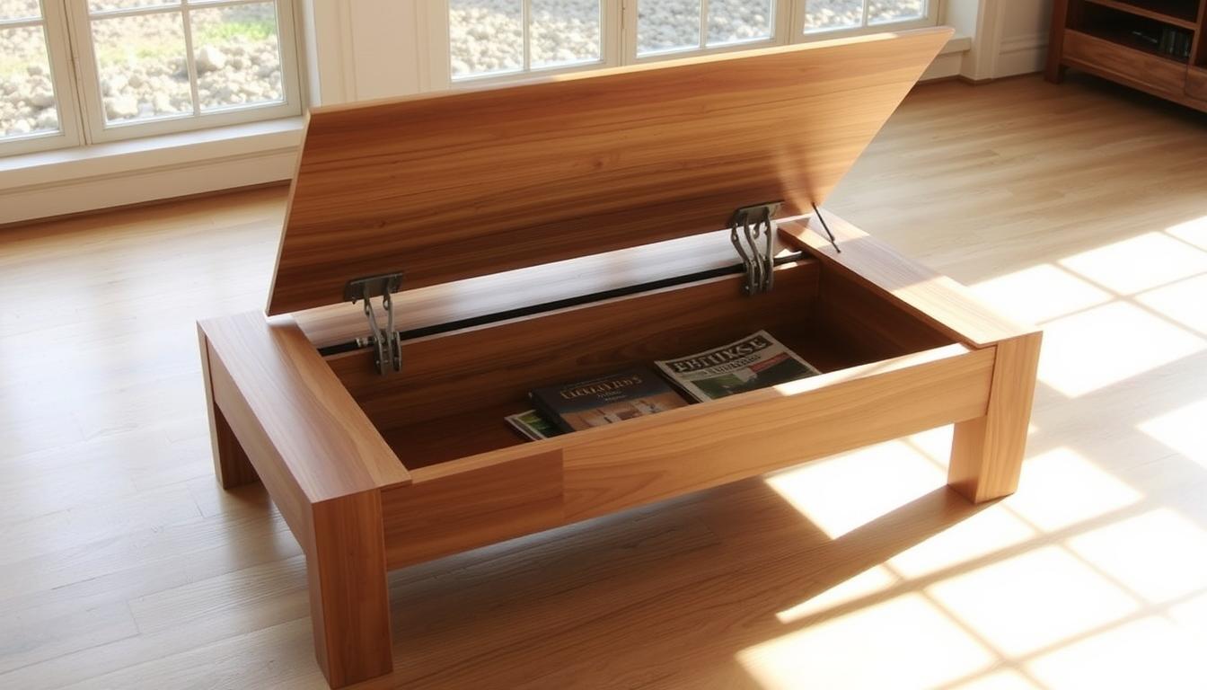 DIY Pop Up Coffee Table: Hidden Storage And Function In One